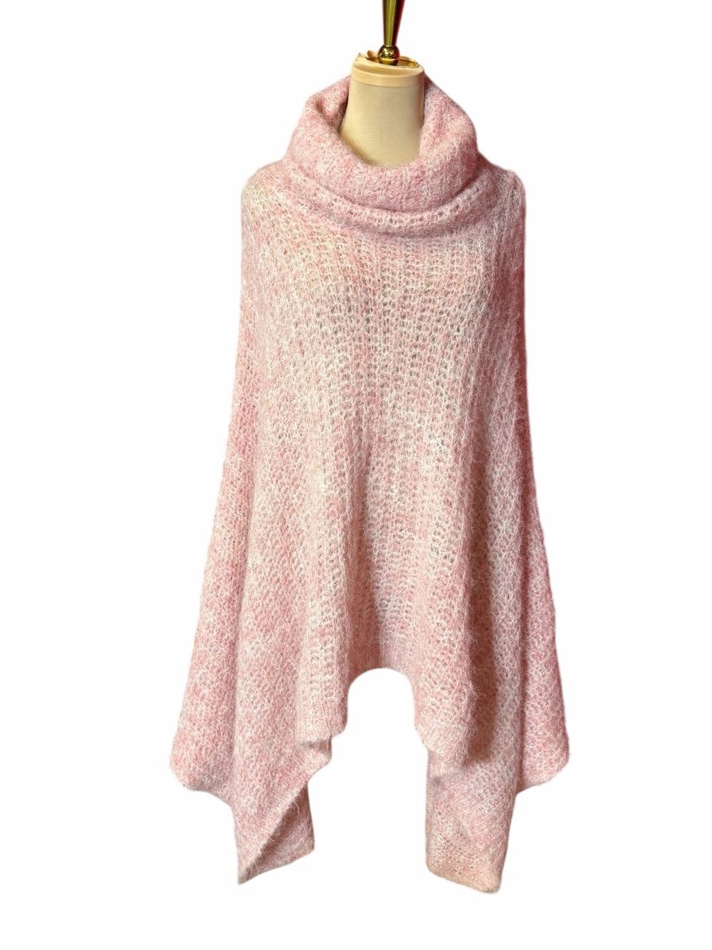 Anthropologie Knit Poncho One Size Blush Pink Cowl Neck Cozy Oversized Wrap